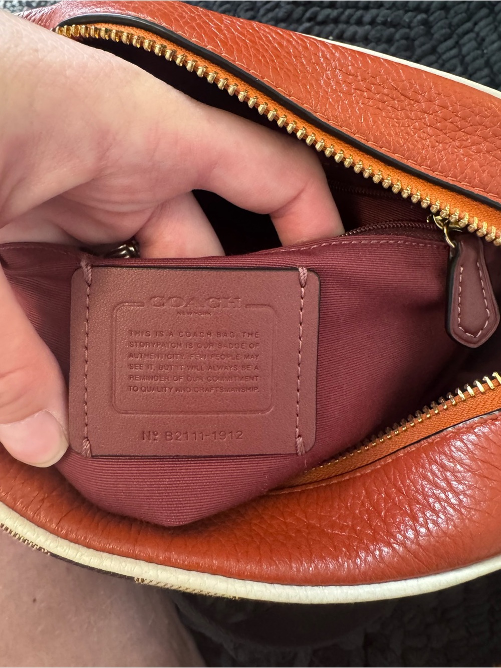 Coach Signature Stripe Crossbody Bag in Brown and Orange - Picture 9 of 9
